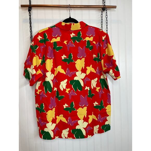 NWT Outdoor Voices Solar Cool Camp Collar Butterfly Print Shirt Colorful Size M - Picture 3 of 7